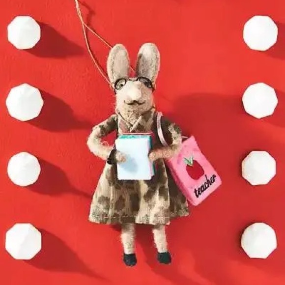 NWT Anthropologie 2023 Busy Bunnies Teacher Felt Ornament RARE - Picture 6 of 6